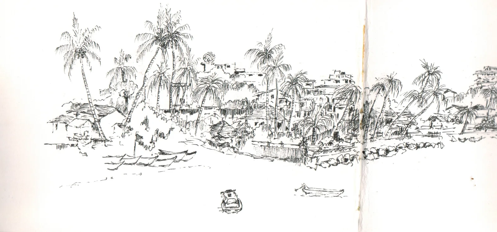 Hand-drawn urban sketch of Dona Paula View Point in Pune