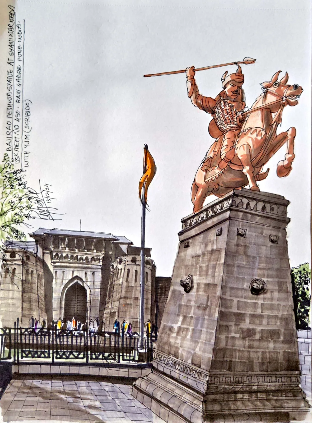 Sketched at Bajirao Peshwa Statue, Aug 2026