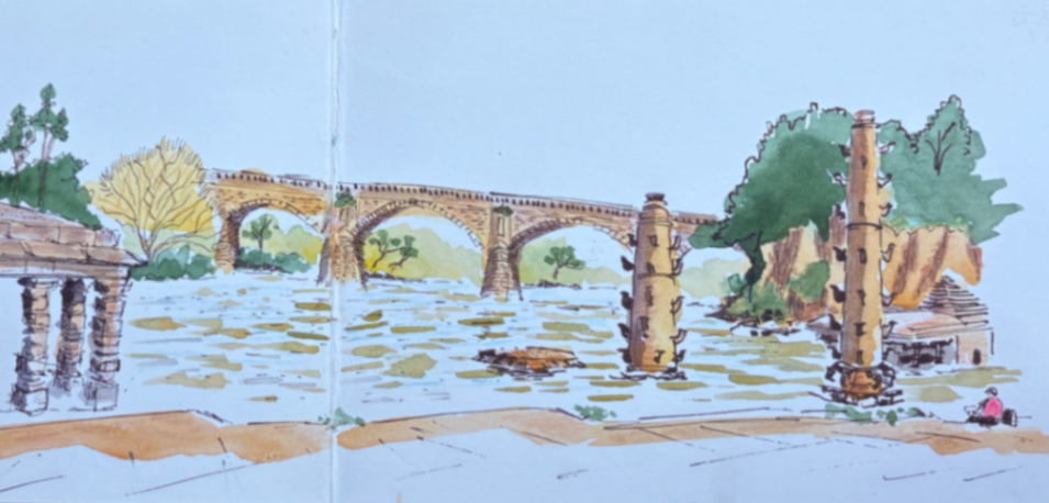 Sketched at Panchganga Ghat, Kolhapur, Nov 2021
Pen and wash