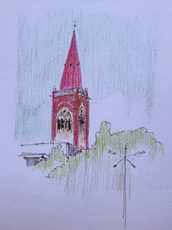 View of this lovely tower, from the road.