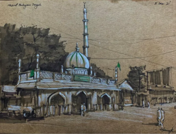 Sketched at Babajan Darga Chowk, Jul 2026